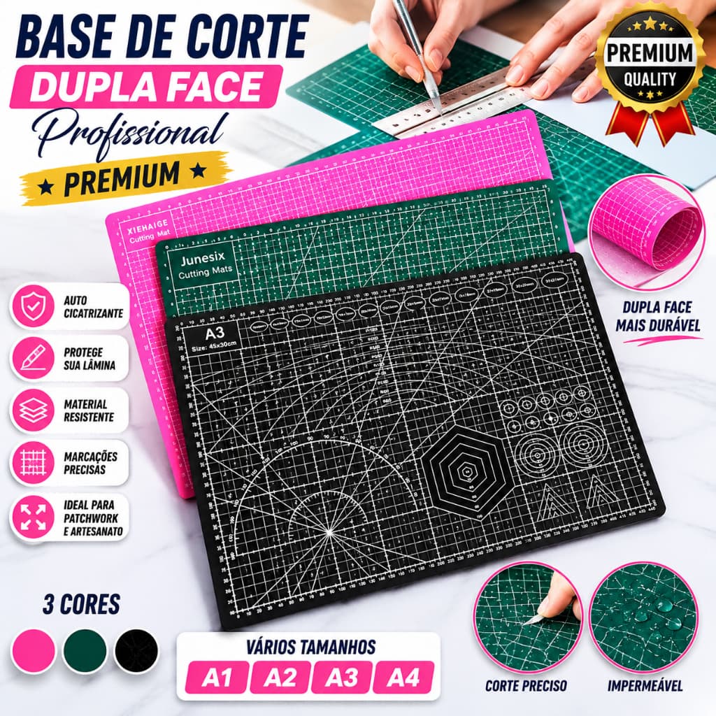 Base De Corte Dupla Face Profissional A1 A2 A3 A4 Patchwork Vários Tamanhos Premium