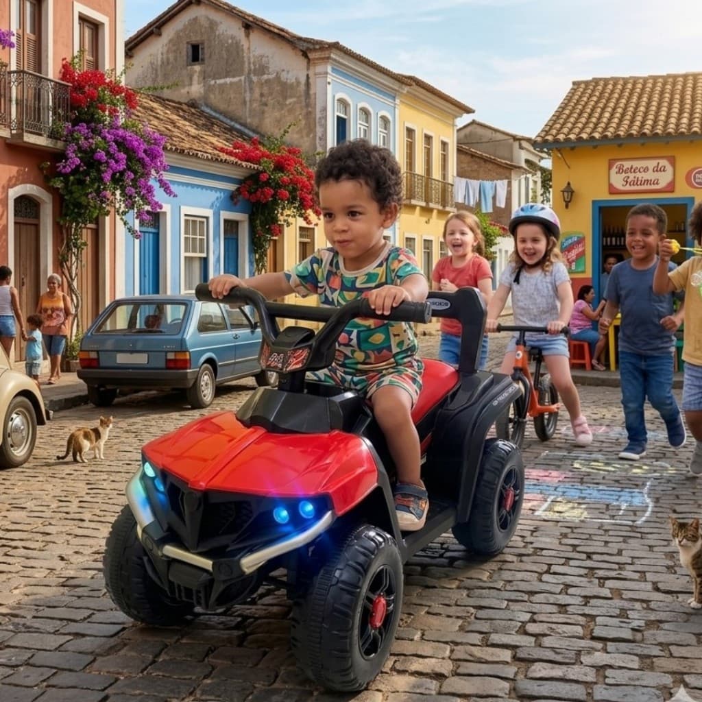 Mini Quadriciclo Elétrico Infantil Bateria Recarregável Com Luz De Led Farol Brinquedo Moto 4 Rodas