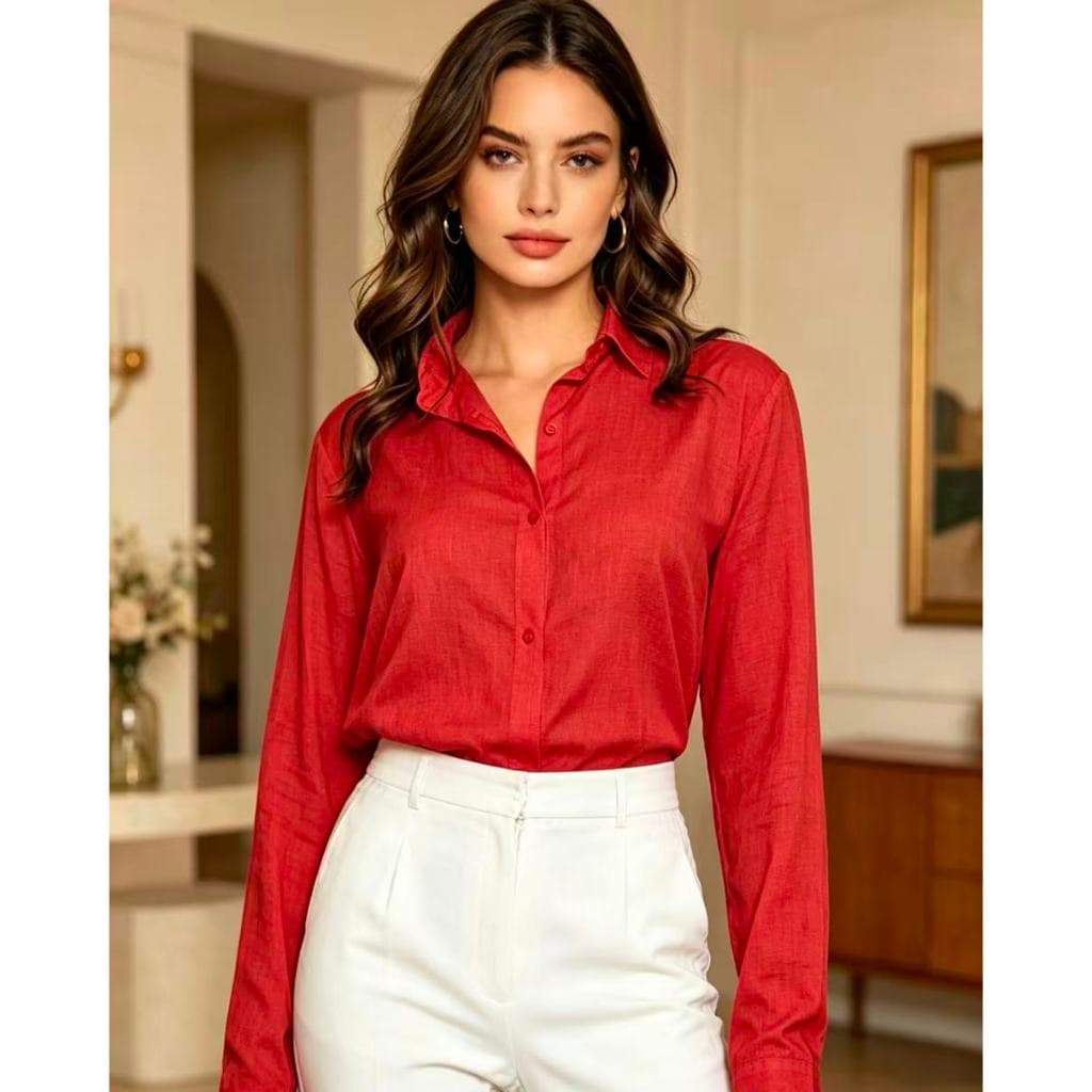 Camisa feminina de manga comprida Viscolho