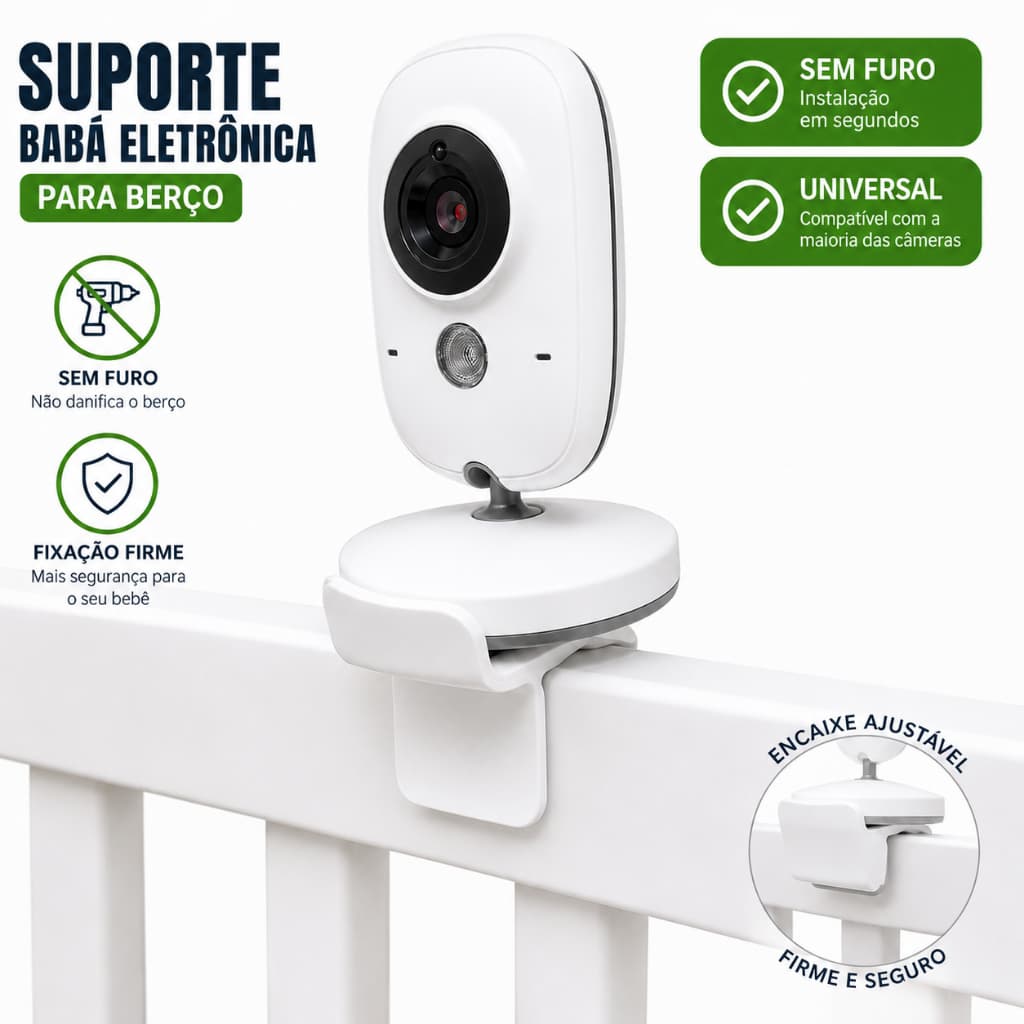 Suporte Babá Eletrônica Berço Sem Furo Universal Câmera Bebê