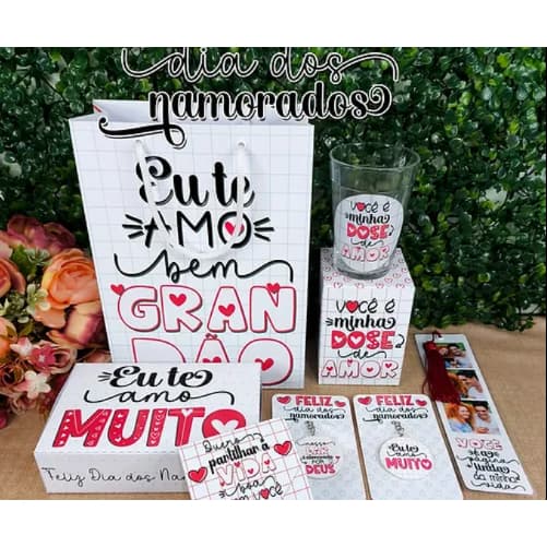 Caixa De Presente Namorados Copo | Cartão | Marcador | Chaveiro | Sacola Personalizado Dia dos Namorados Fotos do Casal
