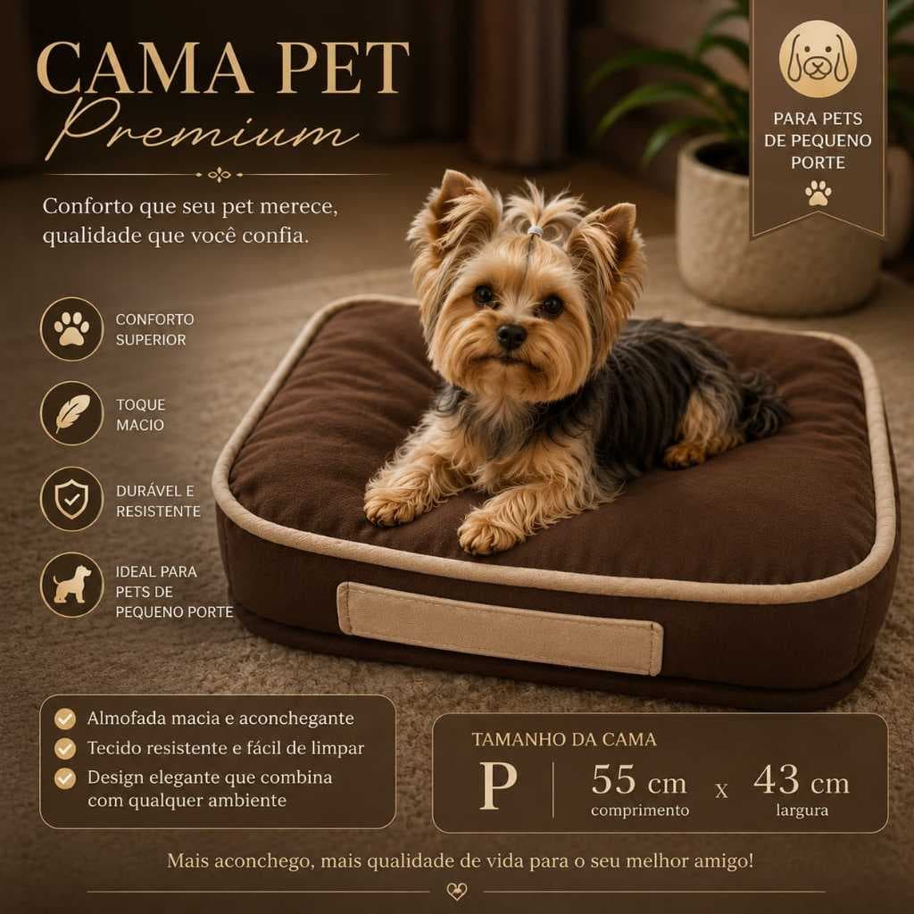 Cama Pet Premium Para Pets e Gatos Pequeno Porte, Macia Confortável Lavável 55x43cm