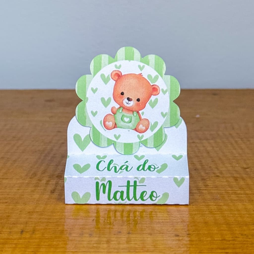 Porta Bis duplo Chá de Bebê Ursinho Verde /Aniversário/Mesversário Caixinhas Personalizadas Lembrancinhas