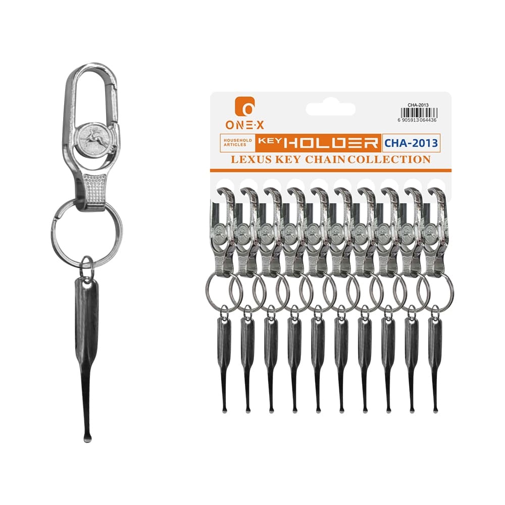 ONEX 10pcs Chaveiro de Metal com Espátula para Ouvido - Gancho Anti-Queda, Resistente à Ferrugem