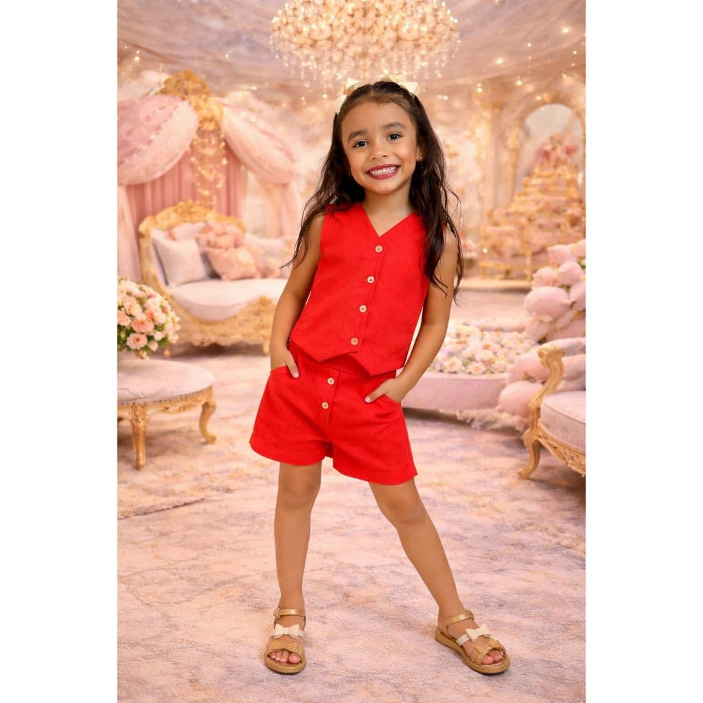 CONJUNTO INFANTIL LINHO  SHORT COLETE