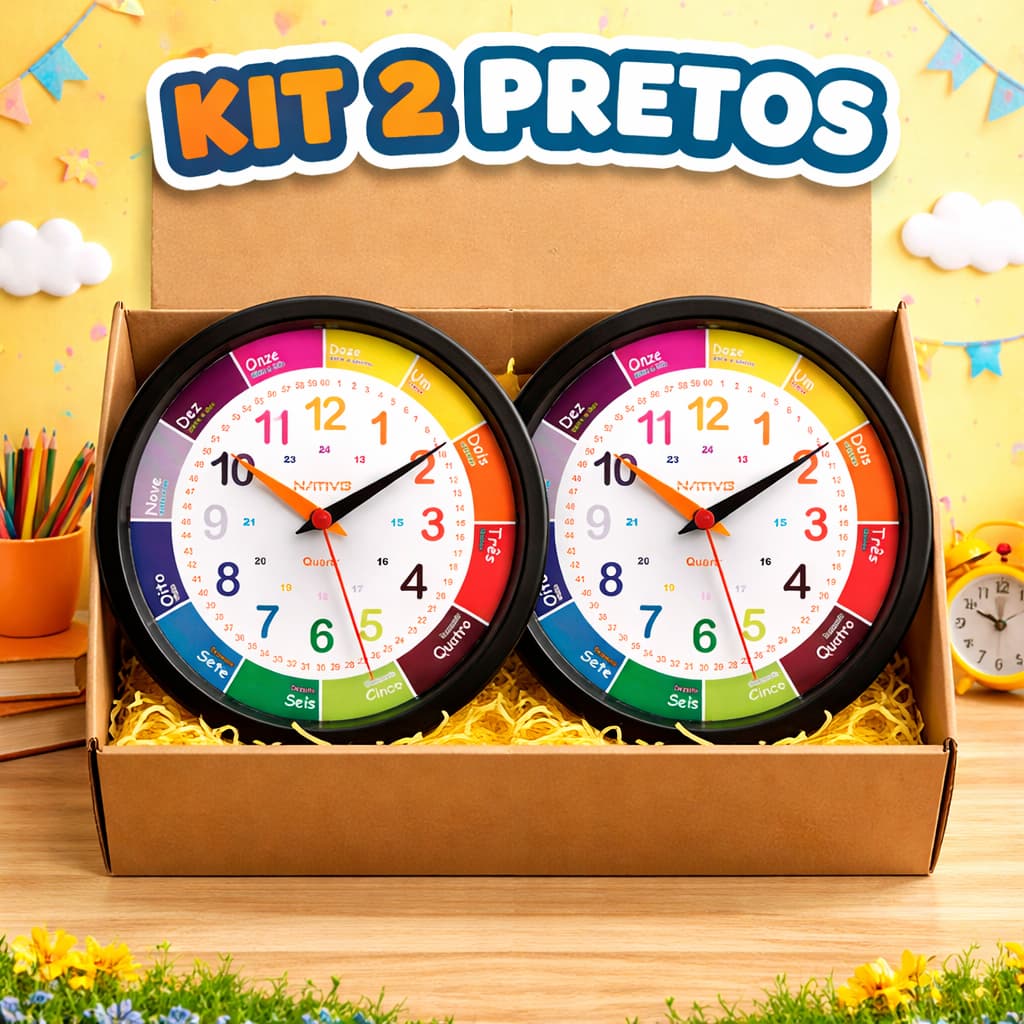 Relógio de Parede Educativo Infantil Didático Pedágogico Educacional