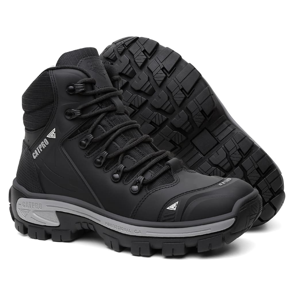 Bota Masculina Confortável Em Couro Biqueira PVC Solado Antiderrapante Pronta Entrega