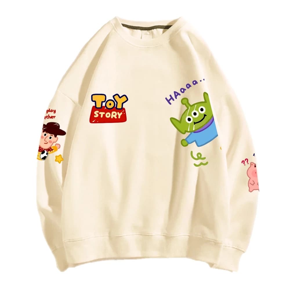 Moletom Careca Gola Redonda Algodão Premium Unissex Estampa Fofa Toy Brinquedos Alien Story Cowboy Desenho 90s