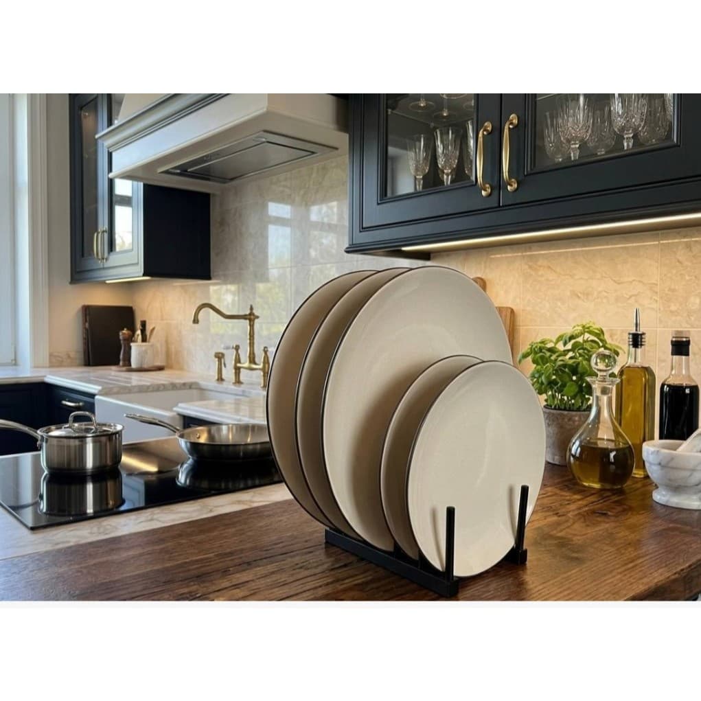 Organizador de Pratos Impresso18cm Premium Suporte Compacto para Cozinha Moderna