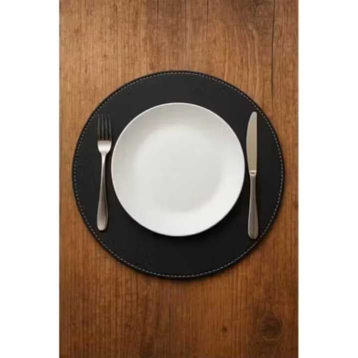 150 Peças De Jogo Americano Mesa Redonda Em Couro.+logo