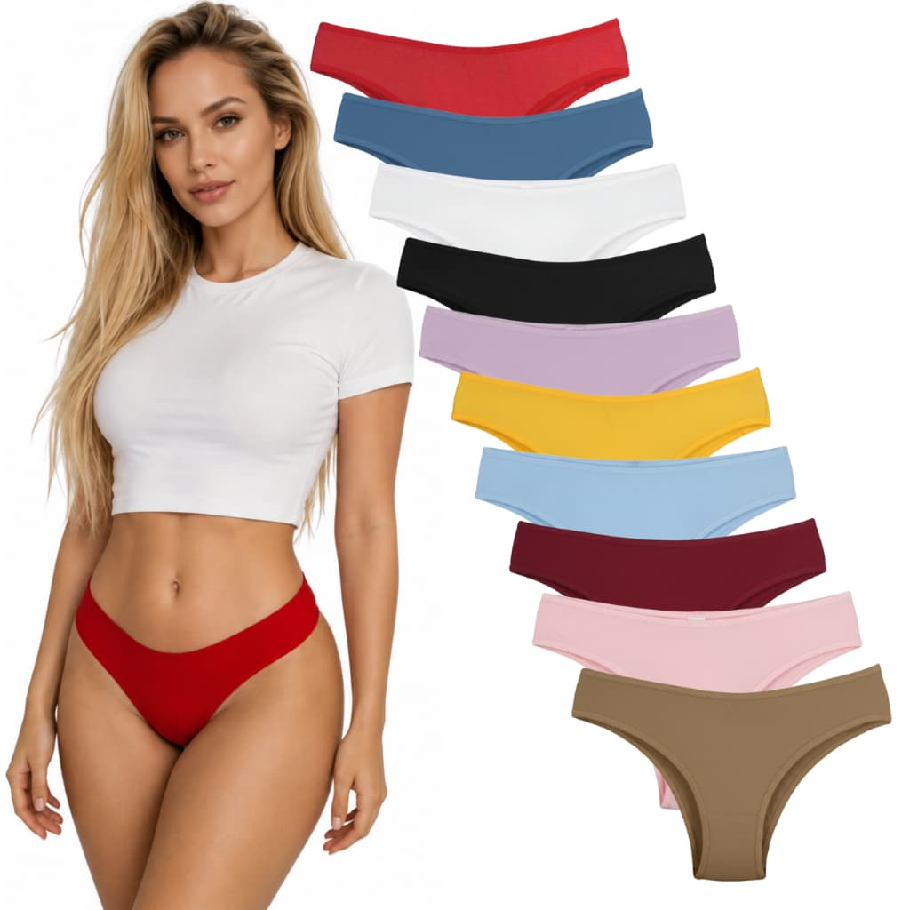 Kit Calcinhas Em Algodão Lisa Feminina Adulto