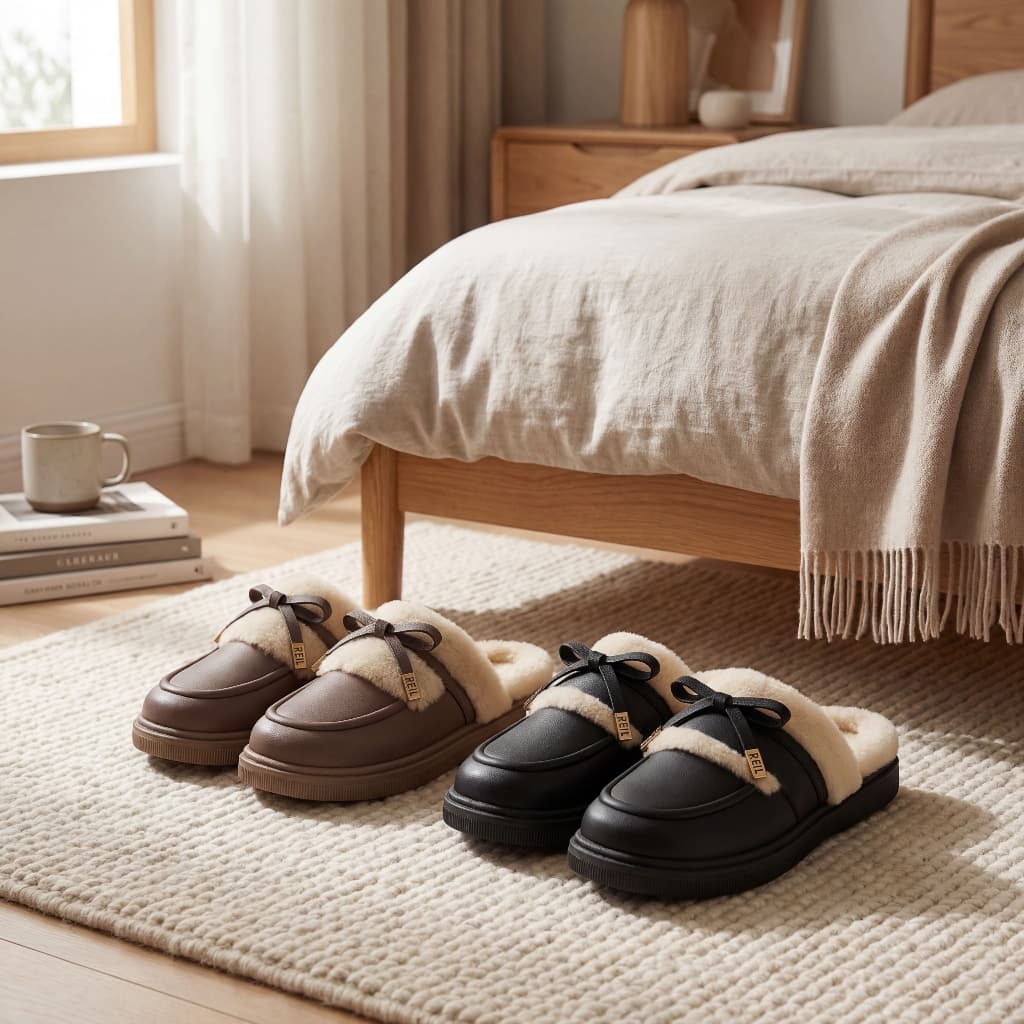 Pantufa Loafer Feminina Peluciada Quentinha Impermeável Confortável Inverno