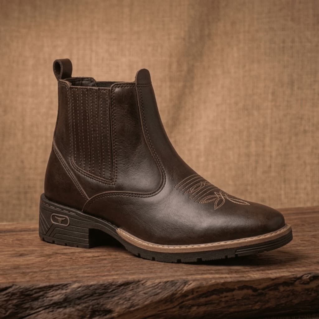 Bota Botina Masculina Casual Conforto Country Com Bordado Exclusivo Envio Rápido - Inverno