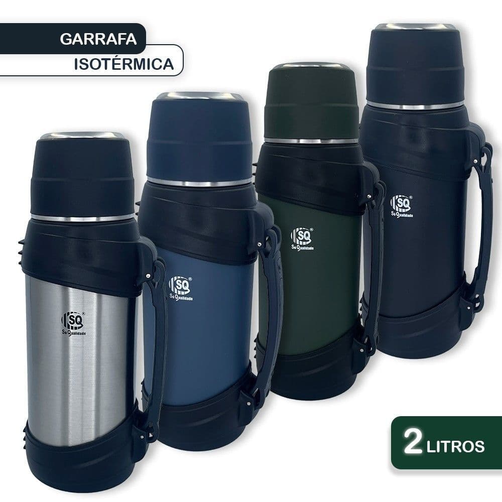 WE DROP - Garrafa Térmica 2,5 Litros Grande Camping Conserva 24 horas - Cinza