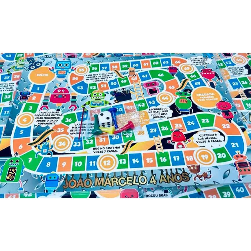 20 LEMBRANCINHA FESTA ROBOS | JOGO DE TABULEIRO INFANTIL PERSONALIZADO 30X20 CM | BRINDE