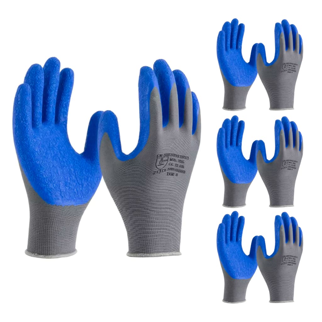 9 Pares Luva de Proteção SuperSafety em Látex Ideal para Obras, Jardinagem e Serviços Gerais