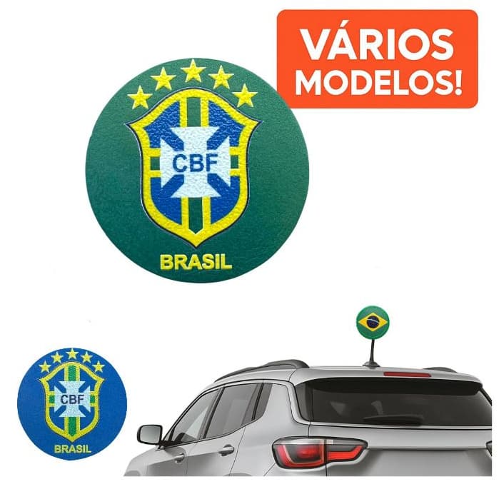 Ponteira Enfeite de Antena CBF - Brasil - Copa do Mundo - Verde e Azul - Carro e Moto