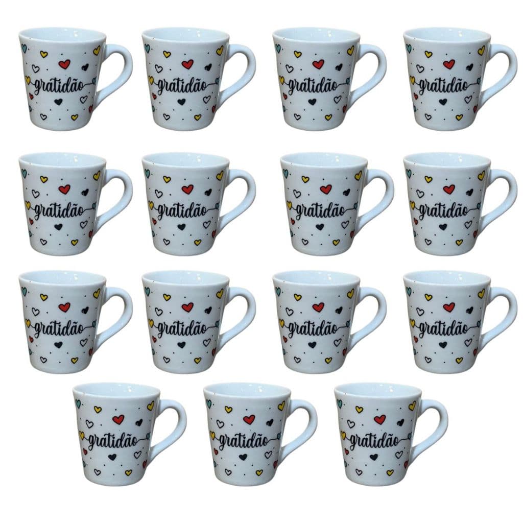 Jogo Caneca Gratidão Personalizada Xícara Porcelana Café Chá