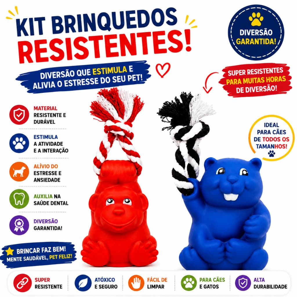 Brinquedos Mordedores Cachorro Filhote Anti-stress Pet com Corda