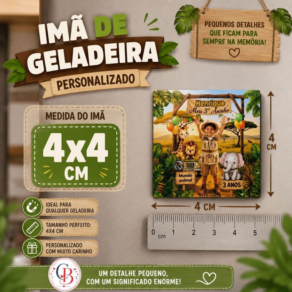 35 UNID. ÍMÃS DE GELADEIRA PERSONALIZADOS – 4x4cm