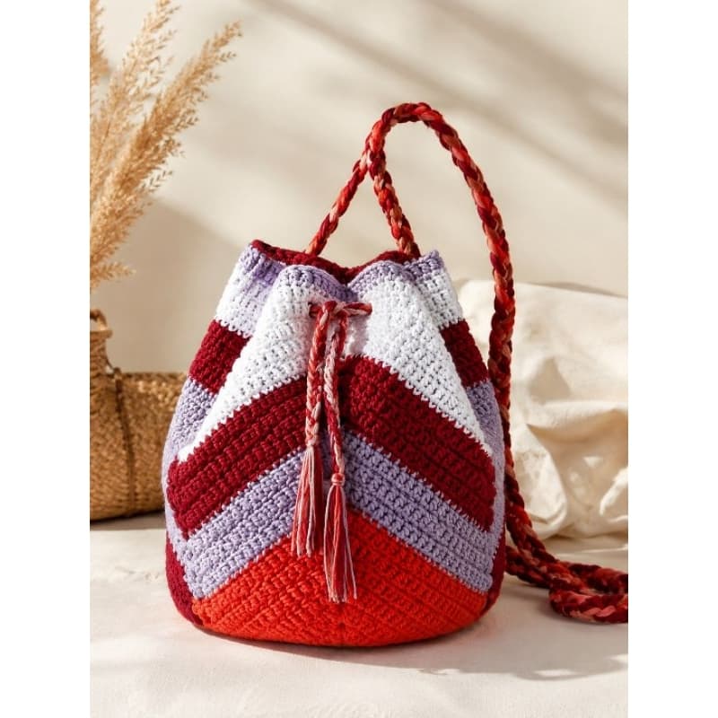 Bolsa de Crochê Artesanal Feminina Grande Moda Praia Boho Chic Alça de Ombro