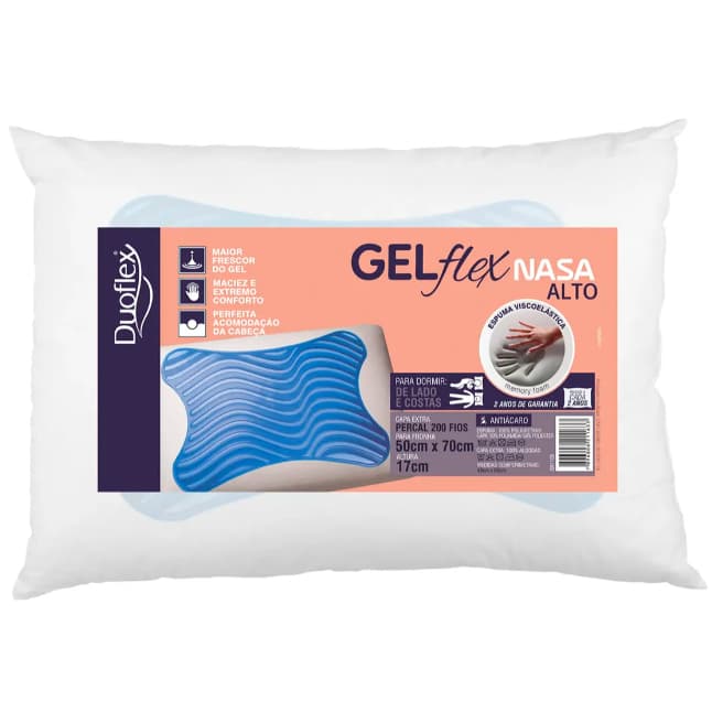 Travesseiro Gelflex Nasa Alto17cm  Duoflex GN109