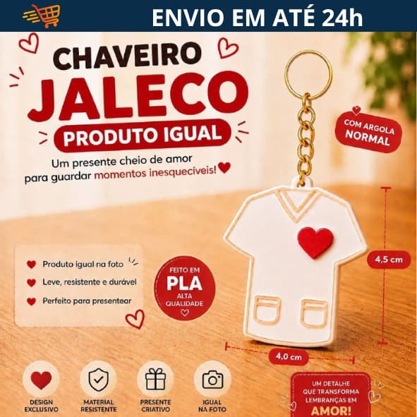 Jaleco 10un Chaveiro Resistente, Não é Fino, Lembrancinha Equipe Enfermagem