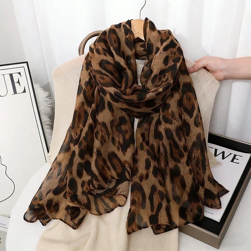 Cachecol Feminino Animal Print Onça Elegante Leve 80x180