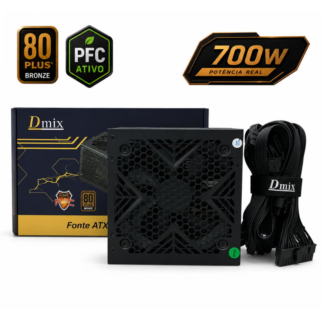 Fonte Atx 700w Real 80 Plus Bronze Bivolt Automática
