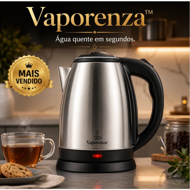 Chaleira Elétrica Vaporenza™ Inox 1,8L 1000W Aquecimento Rápido Desligamento Automático - 127V