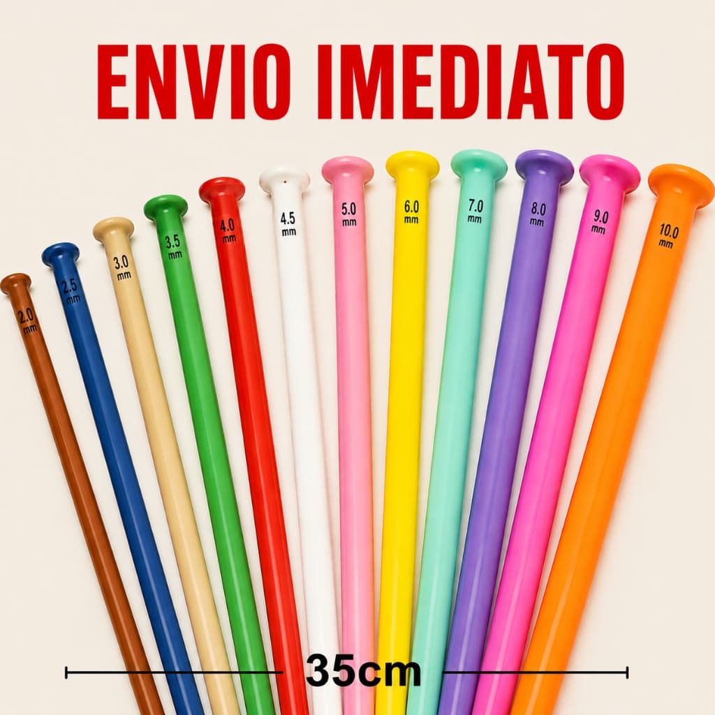 Agulha de Tricô Plástico 35cm Circulo Tamanhos Dirversos - Artesanato