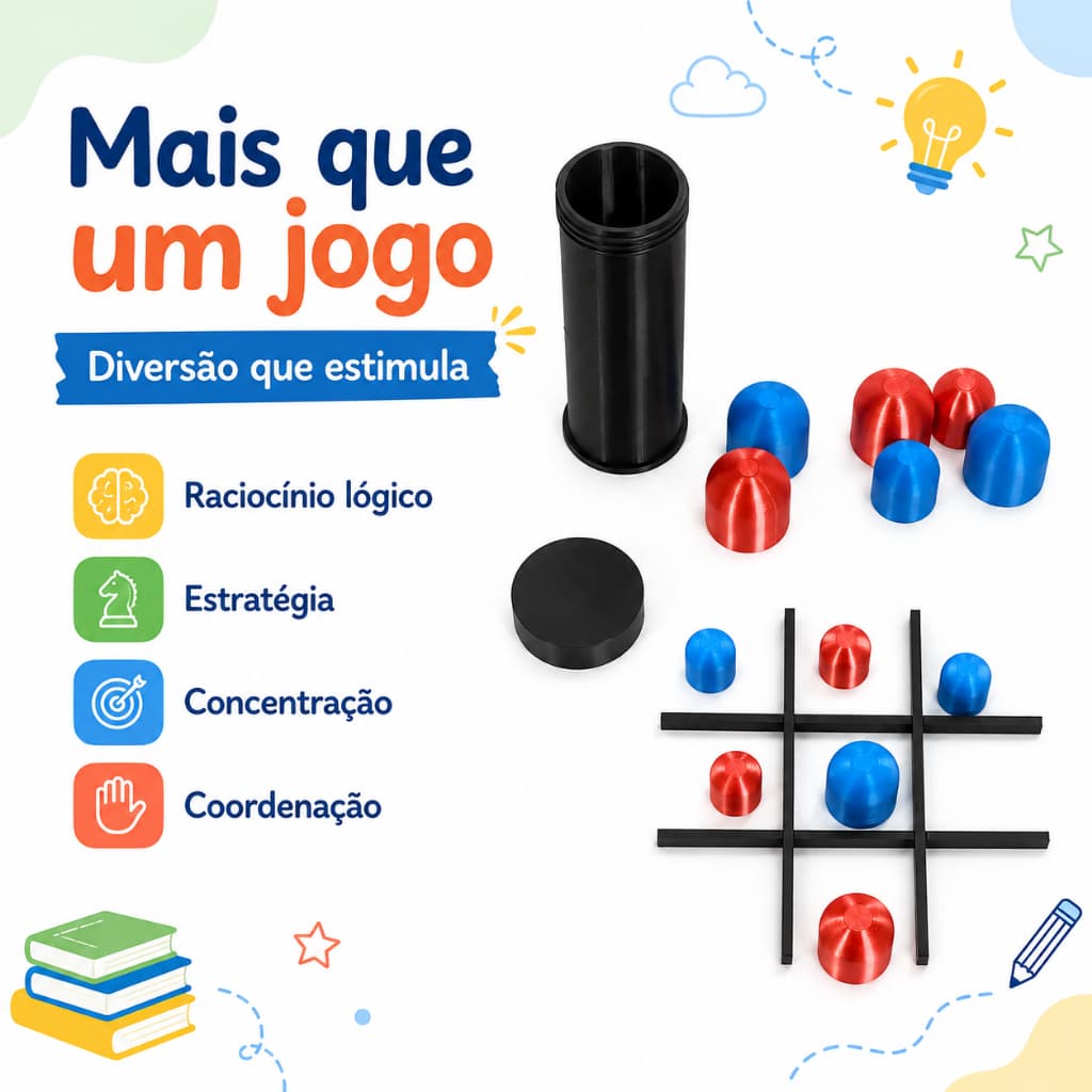 Jogo Da Velha Avançado Tabuleiro Estratégia Brinquedo Gobblet Com Tubo Sensorial - Infantil Portátil