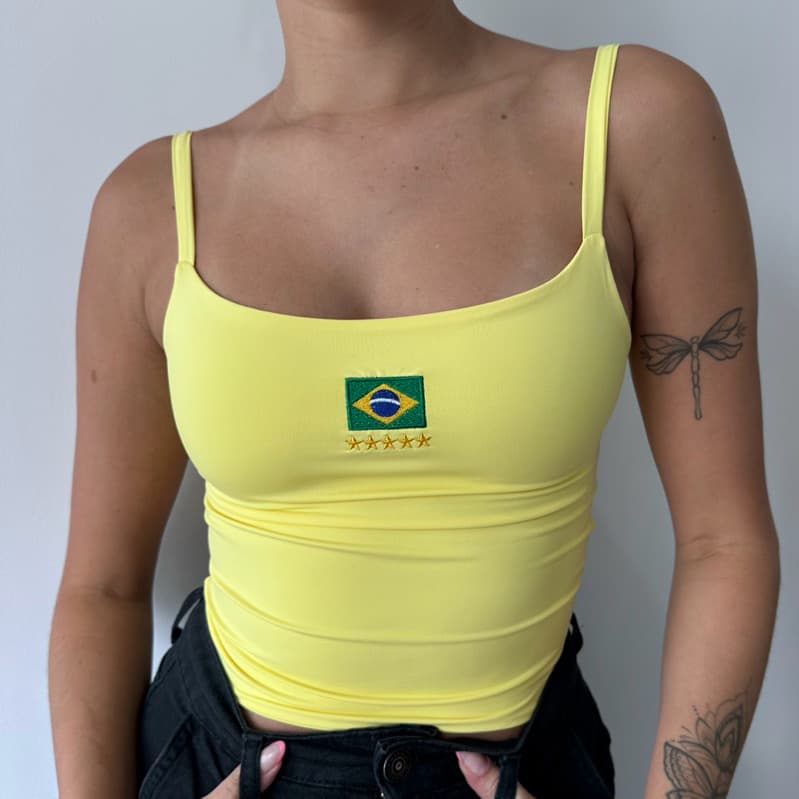 Regatinha Feminina Brasil Poliamida Bordada Copa do Mundo 2026