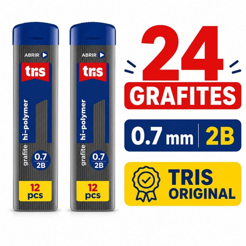 Grafite Tris 0.7mm 2B Hi-Polymer Kit C/2 Refil Para Lapiseira Com 12 Unidades Cada