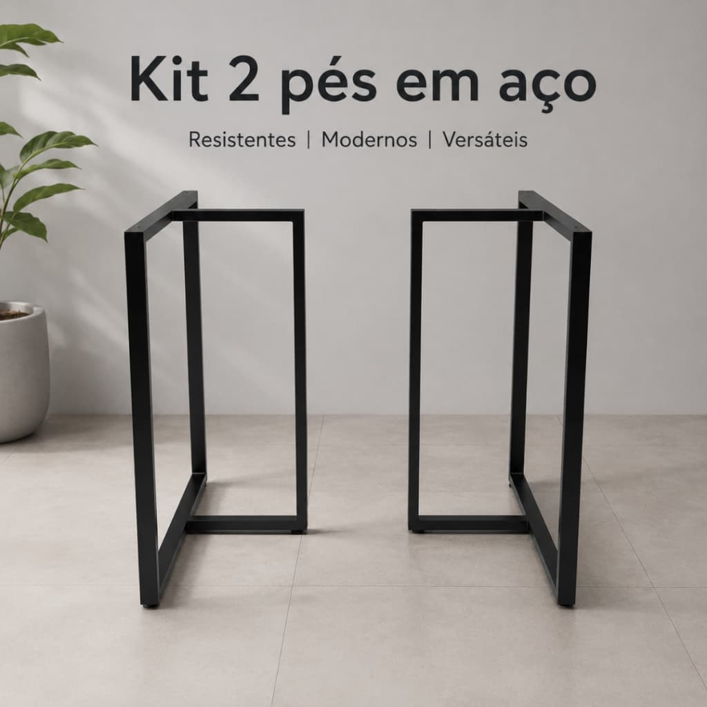 Kit 2 Pés de Mesa Industrial Ferro Pé de Mesa Metalon Base Tripé para Mesa Pé para Escrivaninha