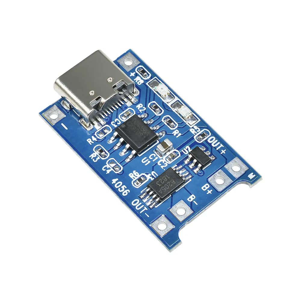 Módulo Carregador de bateria de lítio Tp4056 Usb Tipo C Placa de Carregamento e Proteção