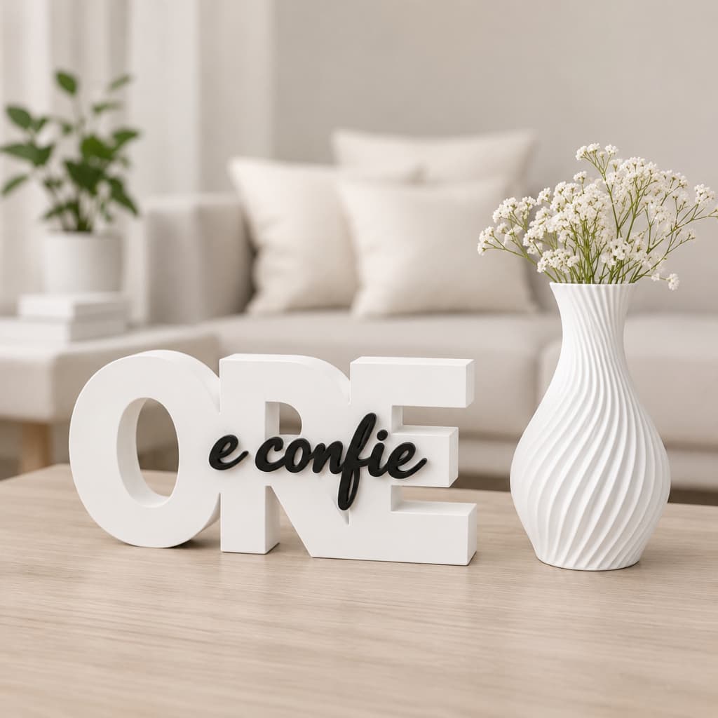 Kit Vaso e Escultura Ore e Confie Religioso Decorativa Enfeite Moderno Para Sala Quarto Escritório
