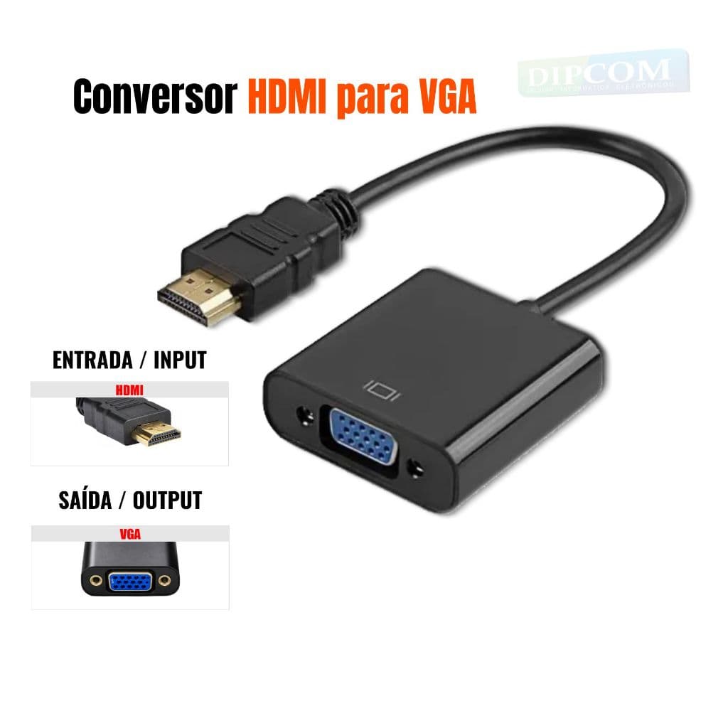 Conversor HDMI para VGA Adaptador Conversor FULL HD 1080P HDMI macho x VGA fêmea