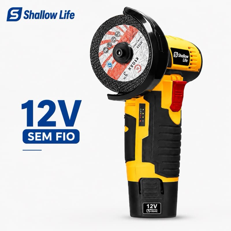Mini Esmeril Portátil para Corte e Desbaste / Esmerilhadeira Angular Sem Fio 12V com 2 Baterias Recarregáveis