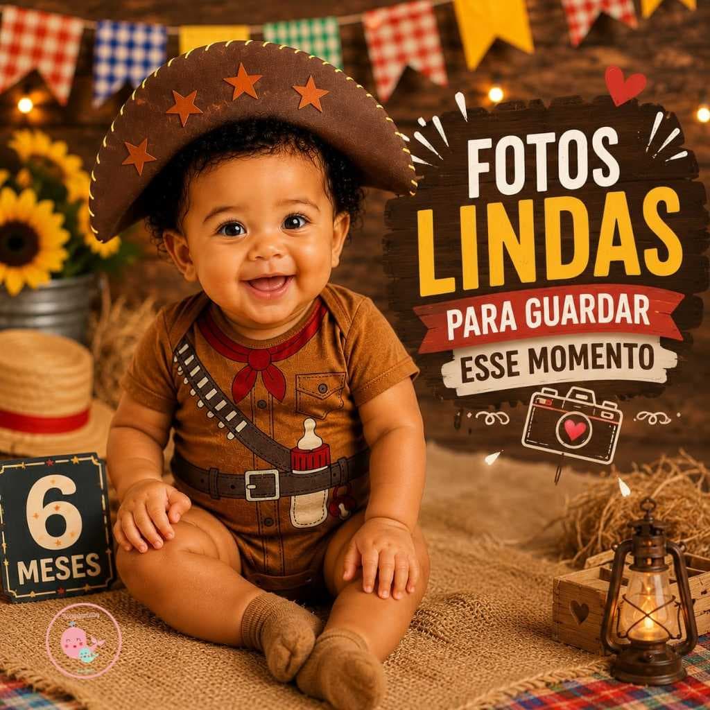 Kit Body Bebê Cangaceiro Com Chapéu Mesversário Junino