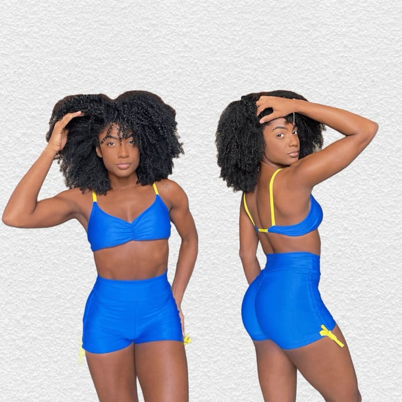 Conjunto do Brasil short com empina bumbum top costas nua para academia