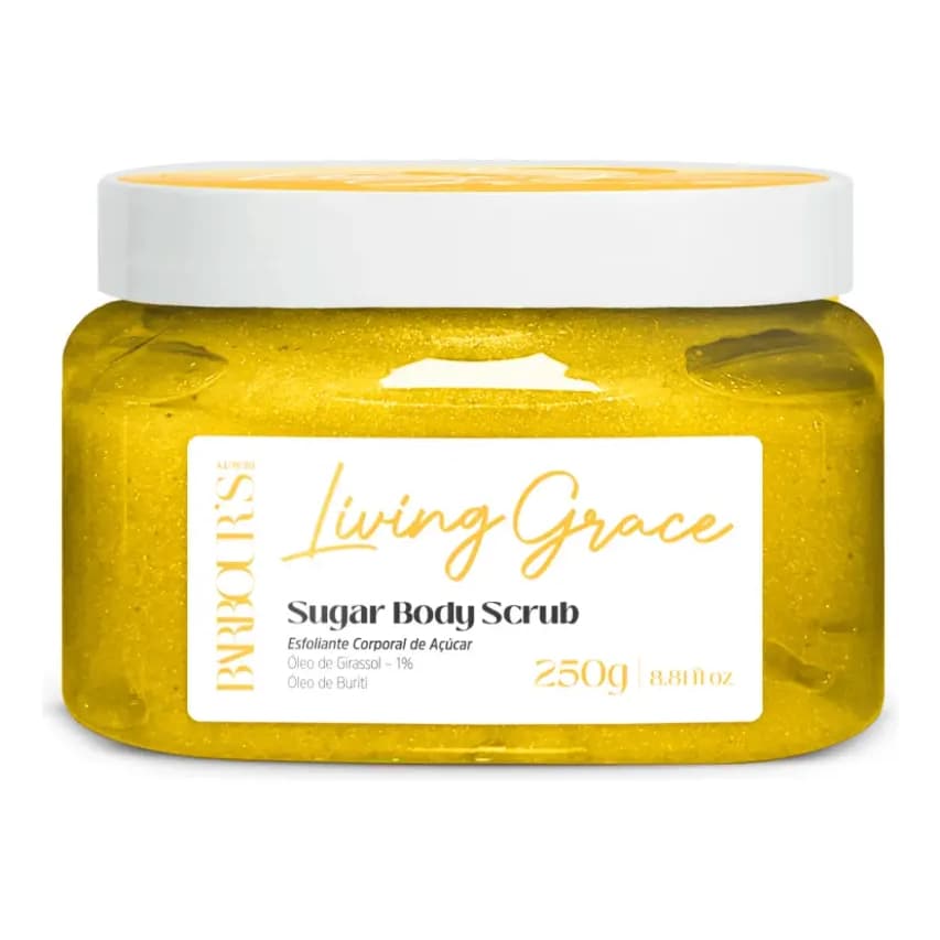 Esfoliante Corporal de Açúcar Living Grace Beauty 250g com Óleo de Buriti e Girassol | Sugar Body Scrub Hidratante
