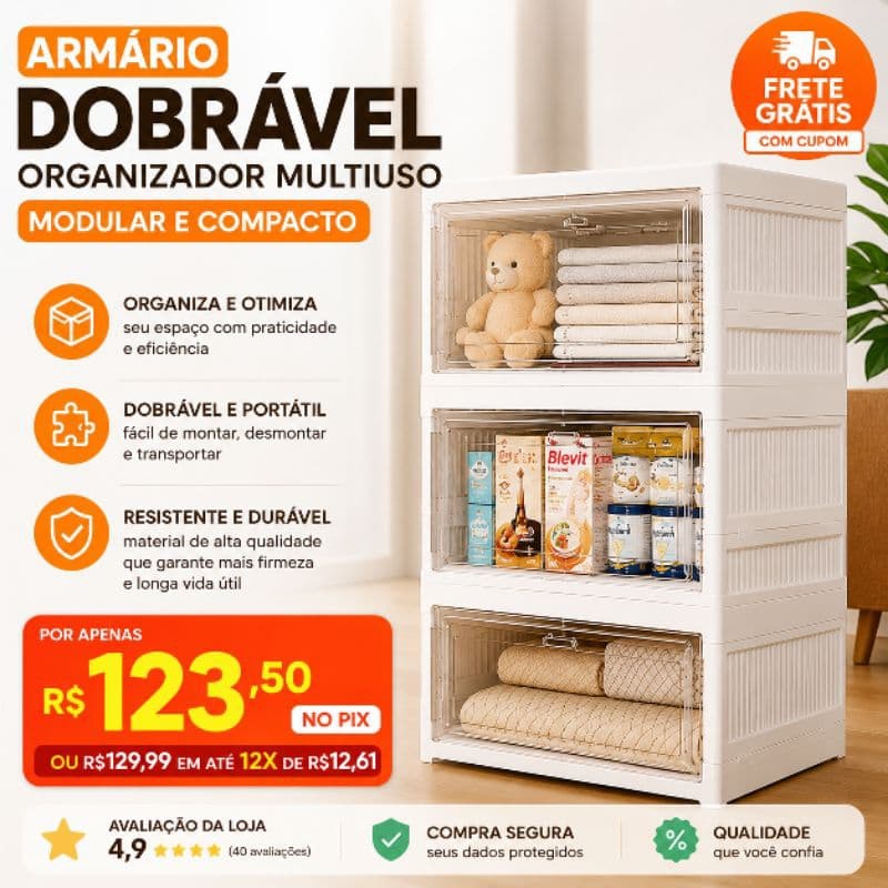#ArmárioVerticalDobrável #Multiuso #Organizador3PortasTransparentes #Guarda Roupa Sapateira Banheiro