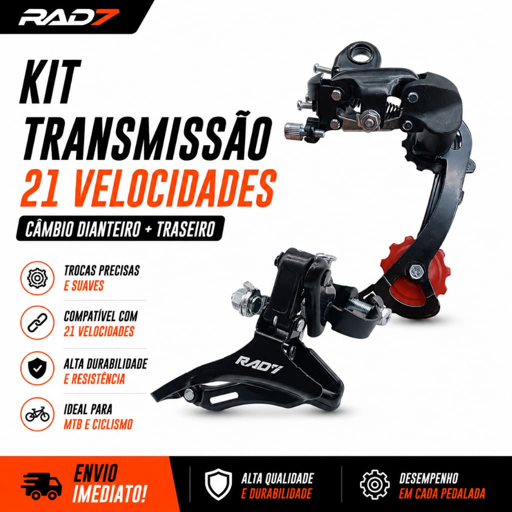 Kit Transmissão 21 Velocidades Rad7 Cambio Dianteiro Traseiro