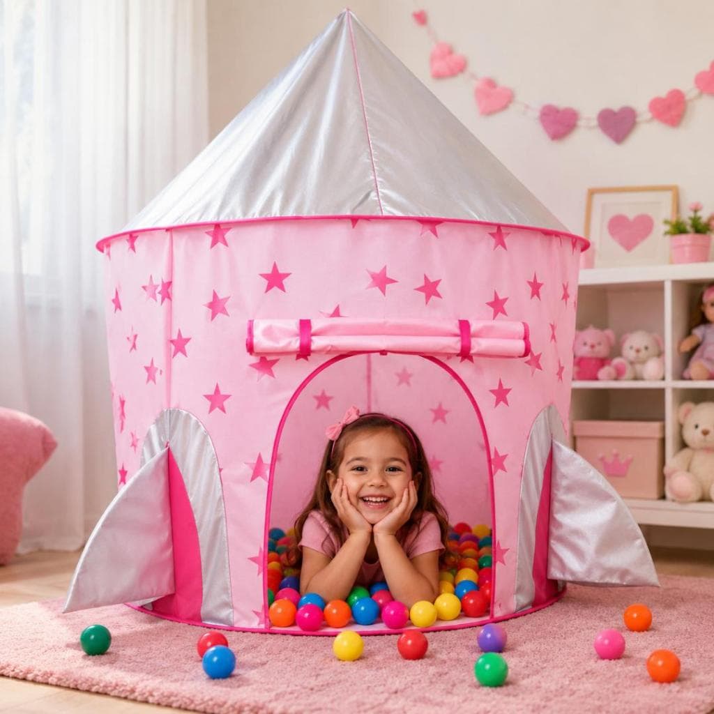 Barraca Infantil Foguetinho Rosa | Azul Cabana Toca Tenda Casinha + Bolsa