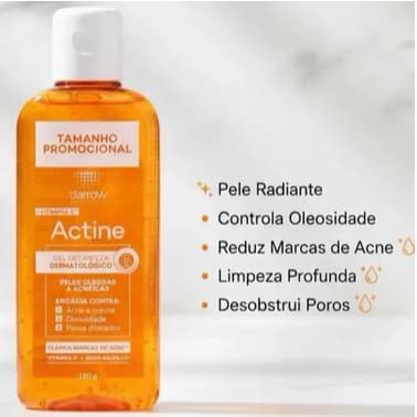 ACTINE GEL DE LIMPEZA DARROW COM VITAMINA C 120G – LIMPEZA PROFUNDA E PELE MAIS ILUMINADA | UNIDADE