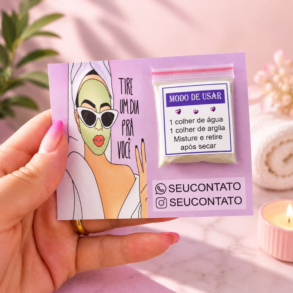 20/40/50 lembrancinha para cliente mimo sachê de argila com modo de uso argila  mimo aniversário etc