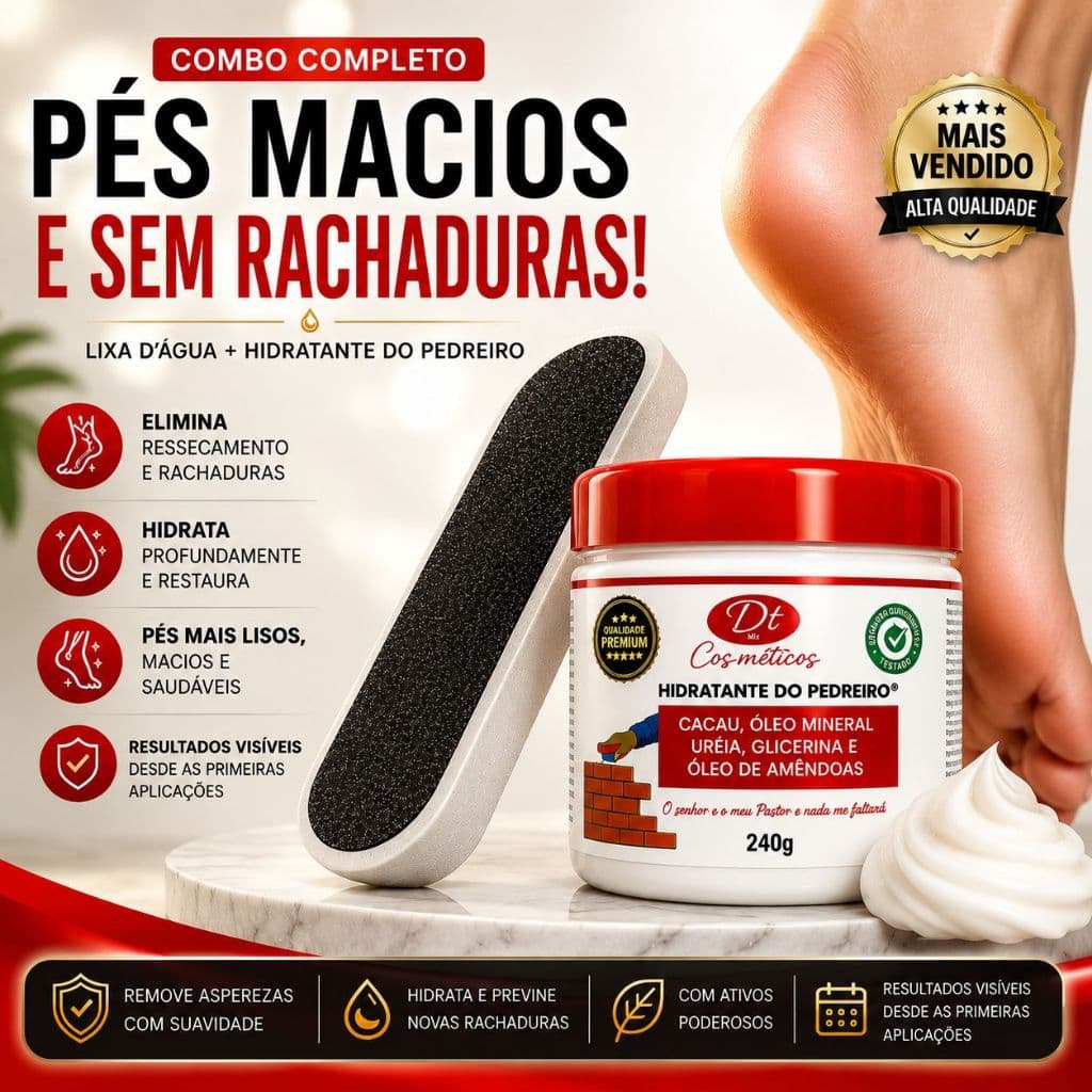 Kit  Hidratante do Pedreiro Para rachaduras Nos Pés, Mão e Cotovelos Ressecada + Lixa Para Pés Macios Ultra Hidratante
