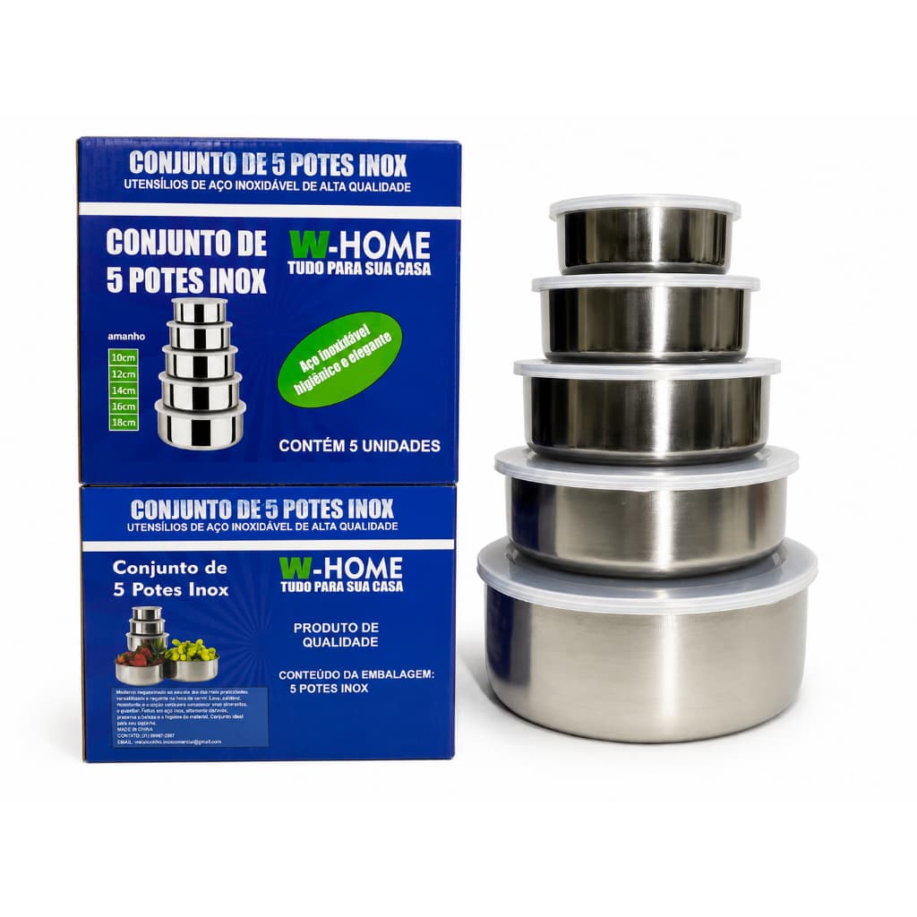 Conjunto 5 Potes Inox