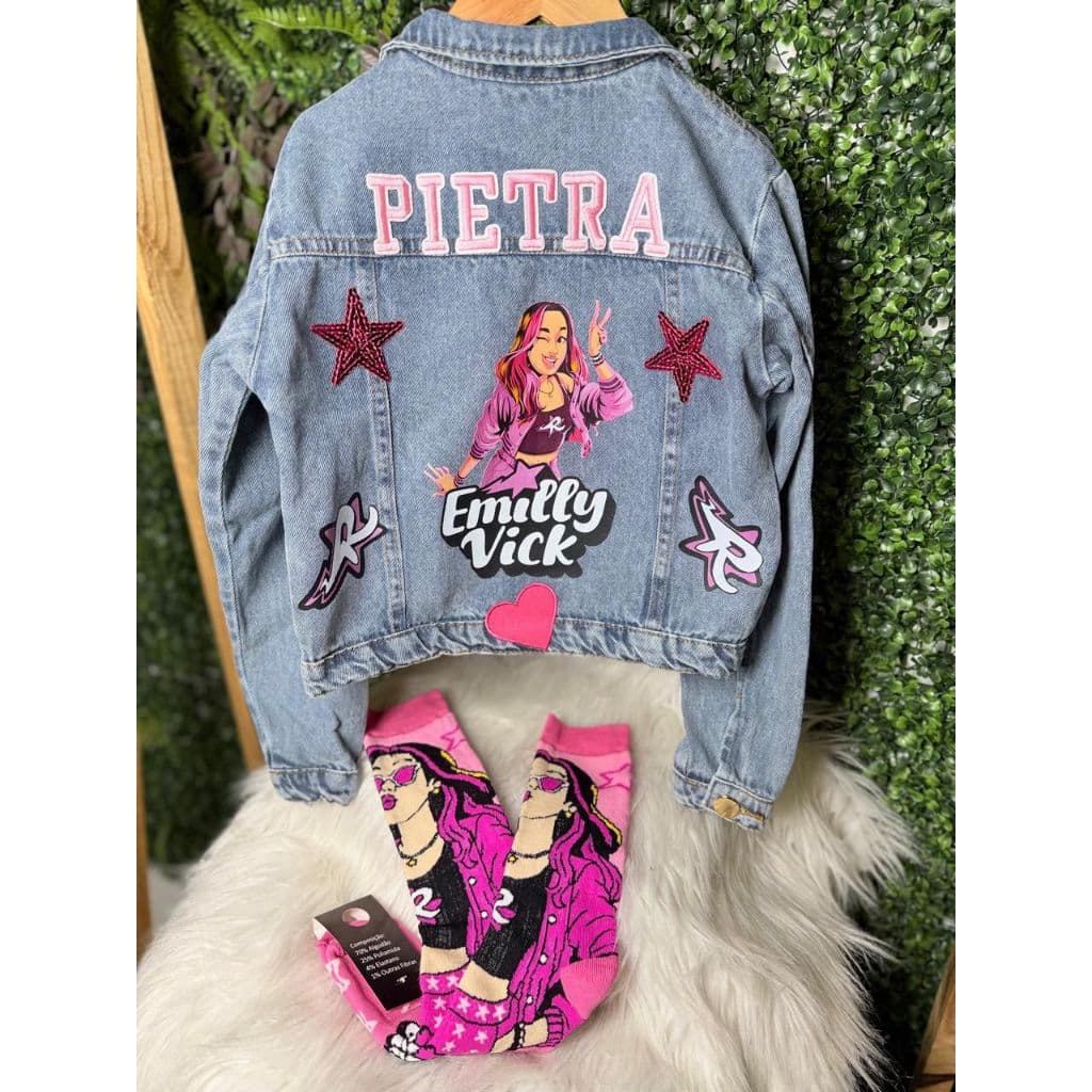 Jaqueta Personalizada Infantil/Jaqueta Jeans Infantil/ Jaqueta Infantil/ Jaqueta Emilly Vic/ Jaqueta Feminina